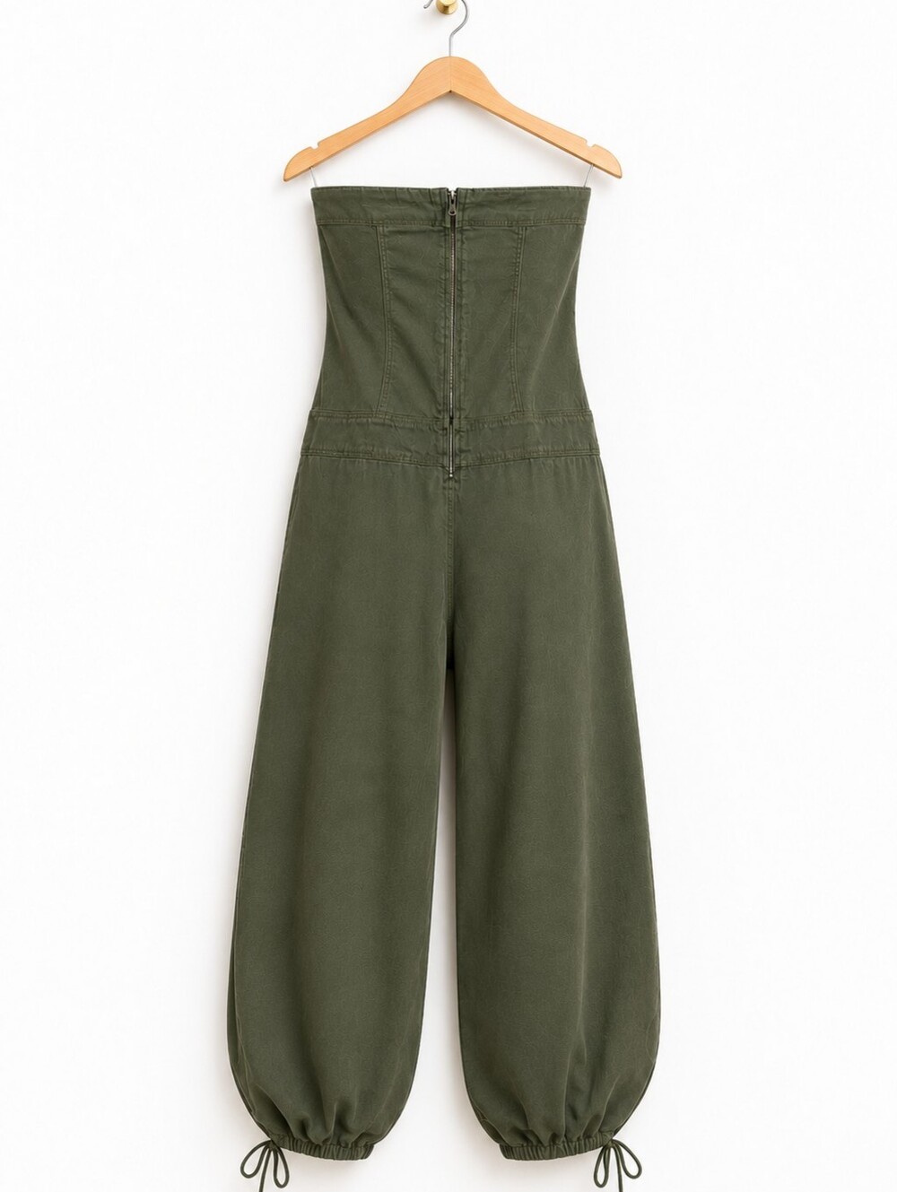 Hotkiss Olive Green Chic Strapless Utility Jumpsuit | Size L - Picture 6 of 8